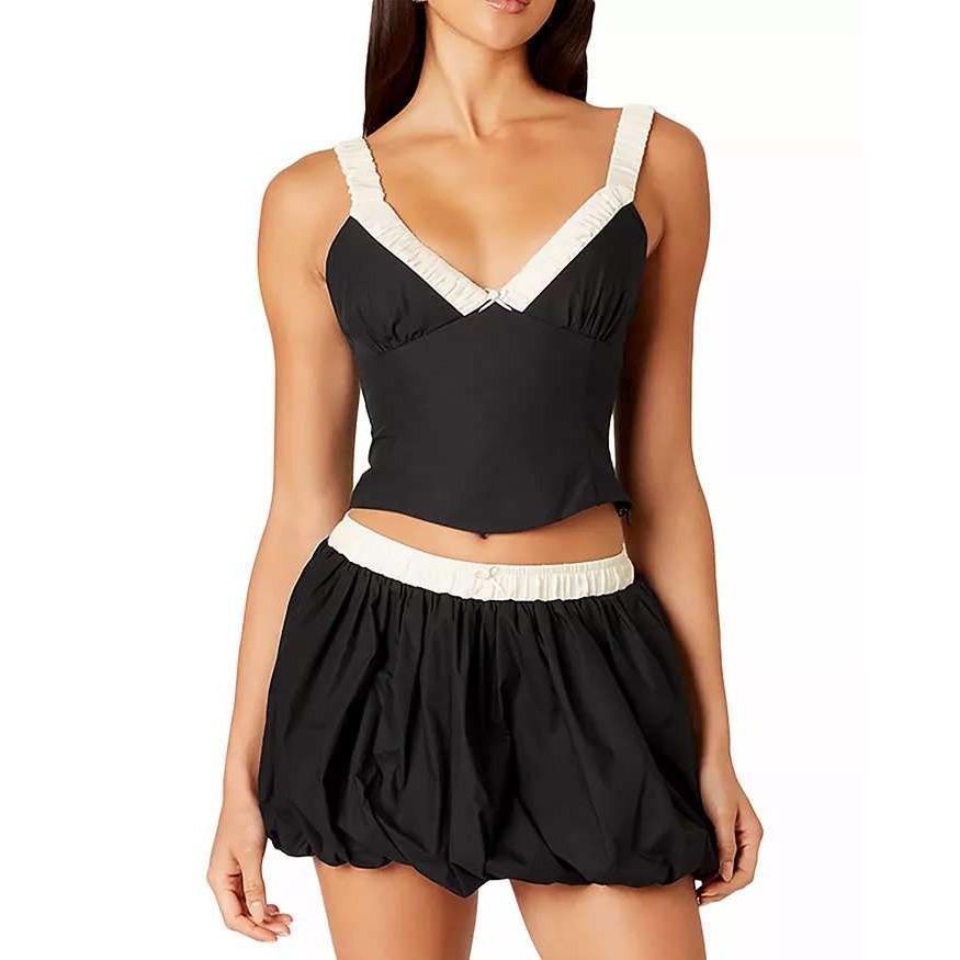 Nia Serafina Top Womens M Black Revolve Coquette Feminine Dark Romantic Boho Nwt